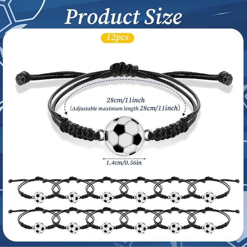 simarro 12pcs Soccer Baseball Basketball Braided Sports Bracelets, Sports Accessories Adjustable Football Inspirational Wristbands for Fans Men Women Teen Adults Team - Image 2